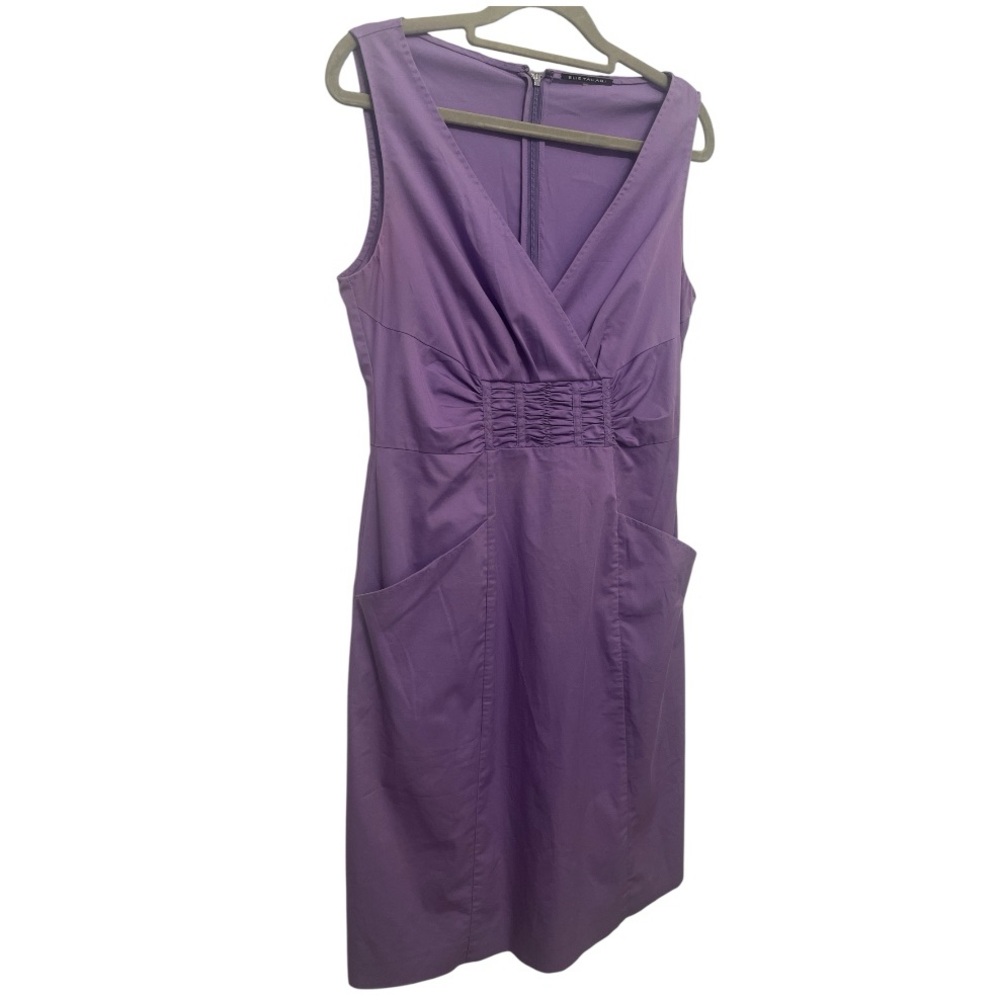 Elie Tahari Sleeveless Lavender‎ Dress Cotton Waist Size 6